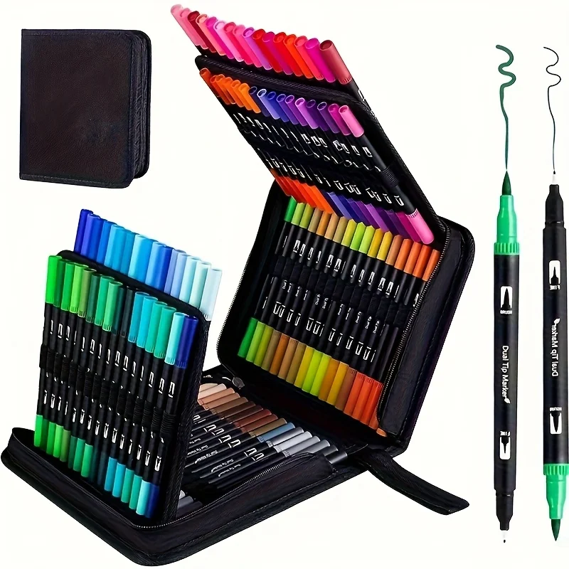 12-teiliges professionelles Mehrfarben-Marker-Pinselset mit zwei Köpfen, perfekt zum Zeichnen, Malen, Färben, Kunst-Graffiti usw., Weihnachtsgeschenk – Detail 4