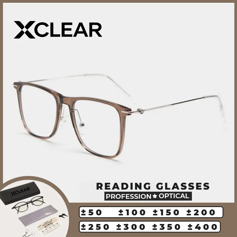 

XCLEAR Reading Glasses Memory Metal New Classic Business Casual Lightweight Anti Blue Light UV400 Scratch Resistant Protective
