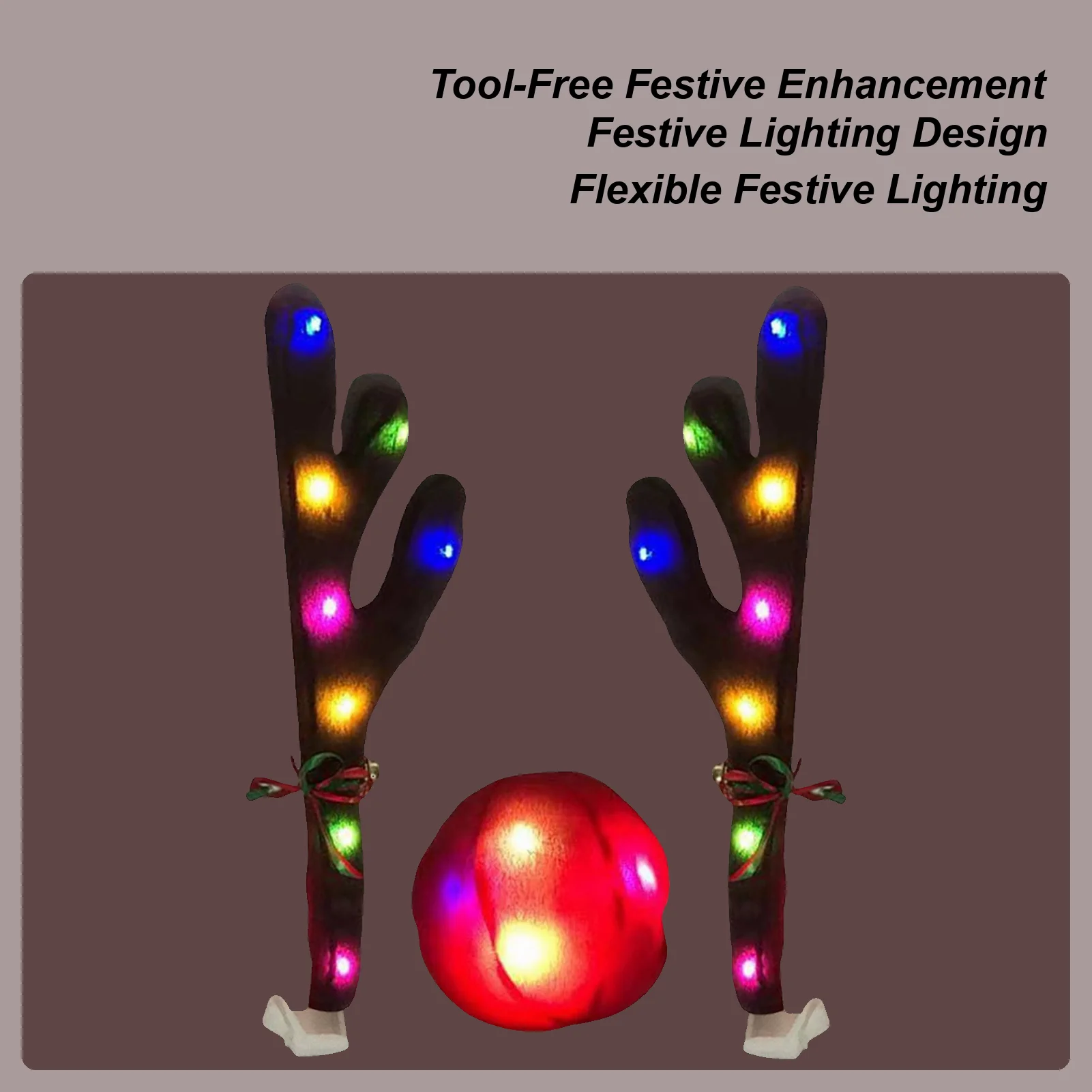 

Christmas Lights For Cars LED Cute Home Decorations With Nose And Jingle Bells Christmas Reindeer Decor For Travel Daily Special