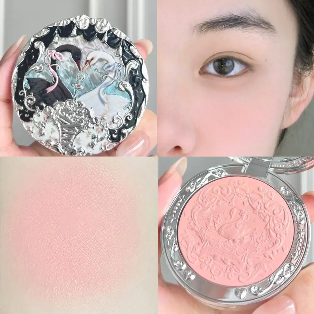 

Flower Knows Swan Ballet Velvet Embossed Blush - Matte Pressed Blusher Powder Palette for Peachy Cheeks, Natural Blush Palette