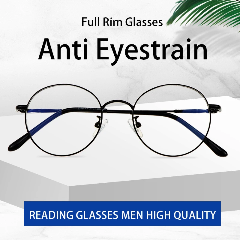 Blue Light Blocking Reading Glasses for Men, Stylish Frame Metal Computer Readers, Lightweight,Magnifying Presbyopic Eyeglasses