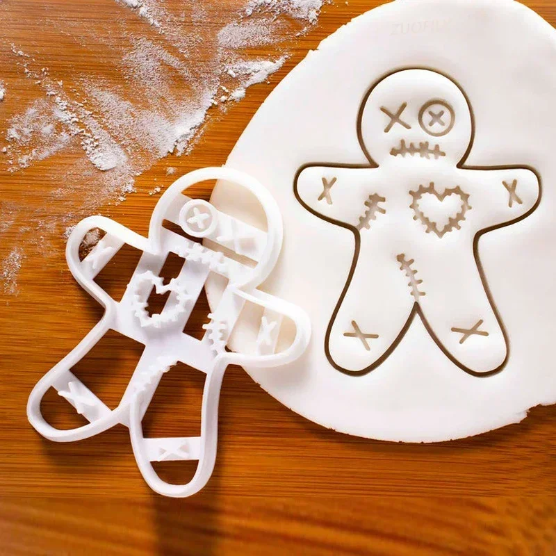 Halloween Gingerbread Man Skull Cookie Cutter Christmas 3D Plastic Skeleton Biscuit Mold Fondant Pastry Cartoon Cake Decoration