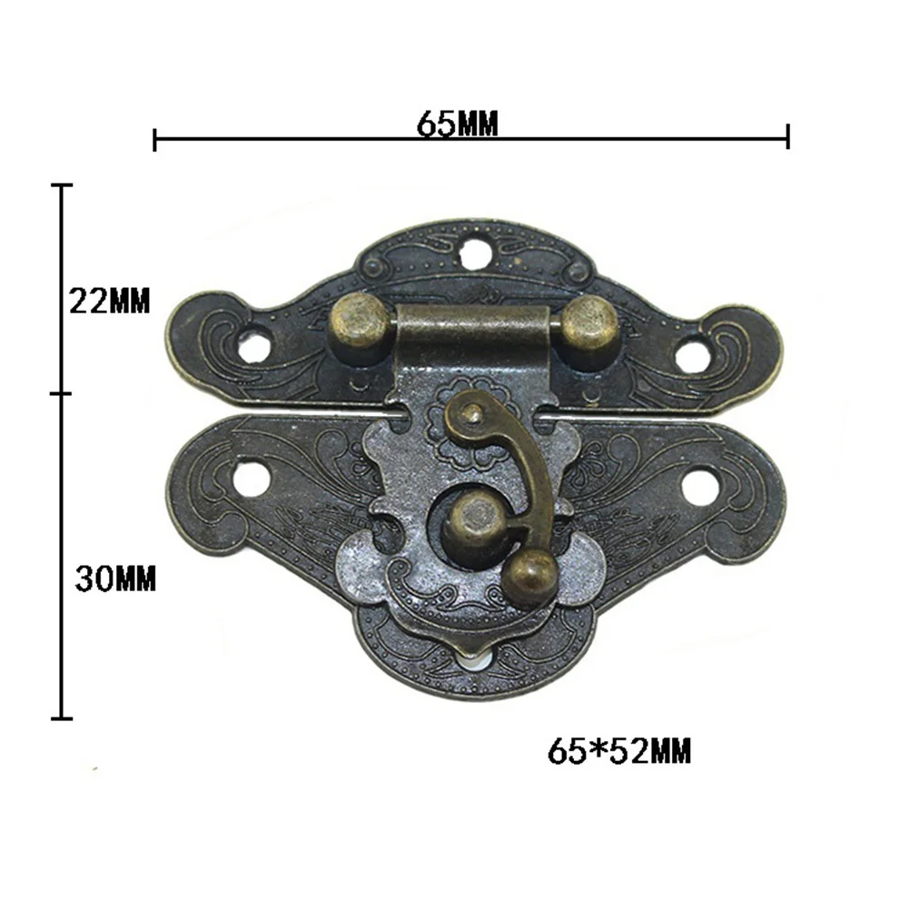 

10Pcs Retro Wooden Box Latch Hasps Embossed Metal Lock Catch Decorative for Jewelry Chest Case Vintage Hardware