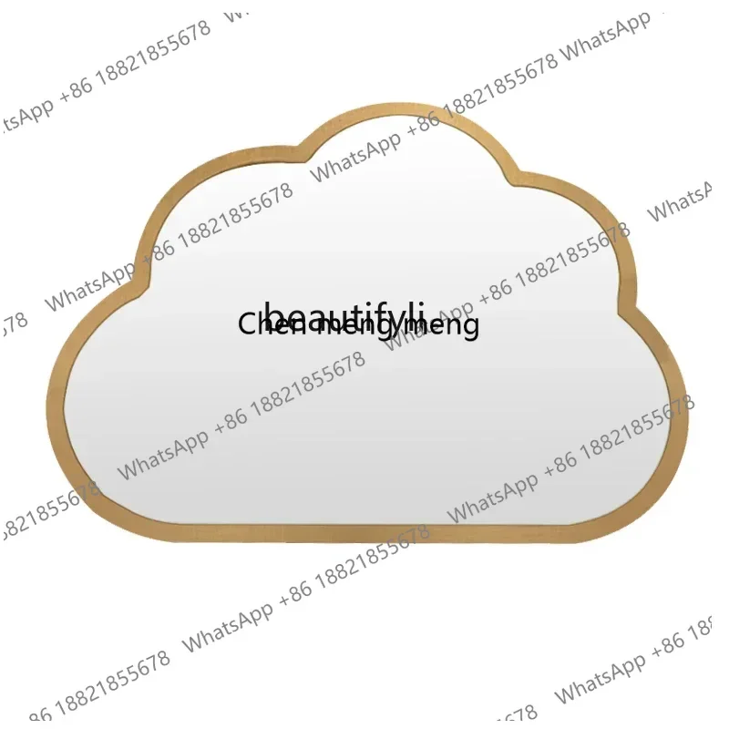 xx1European simple cloud special-shaped mirror bedroom girl dresser makeup mirror LED light white cloud bathroom mirror