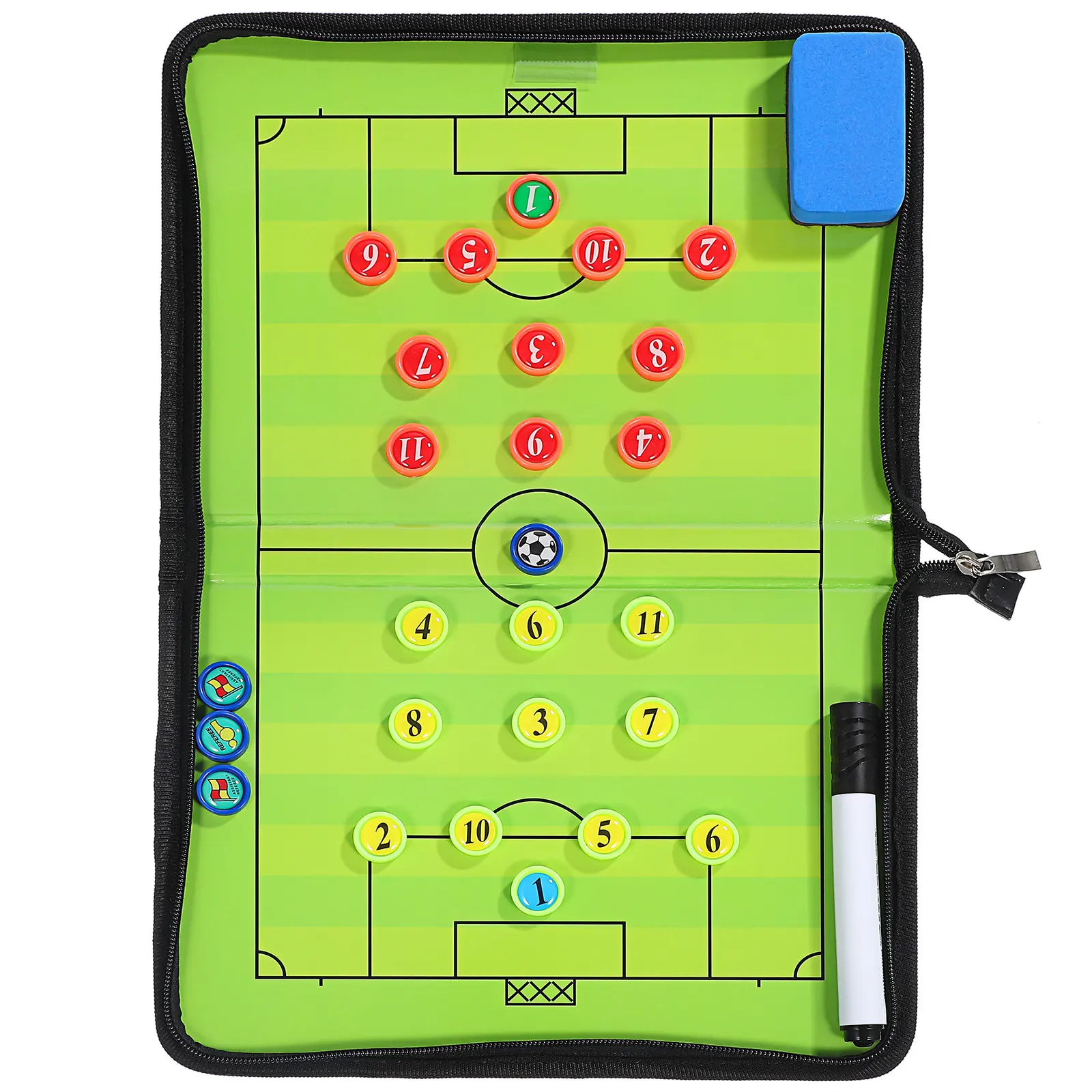サッカーコーチングボード-磁気折りたたみ式-コンパクト-ポータブル-サッカー試合計画用-ドライイレースクリップボード-トレーニング用