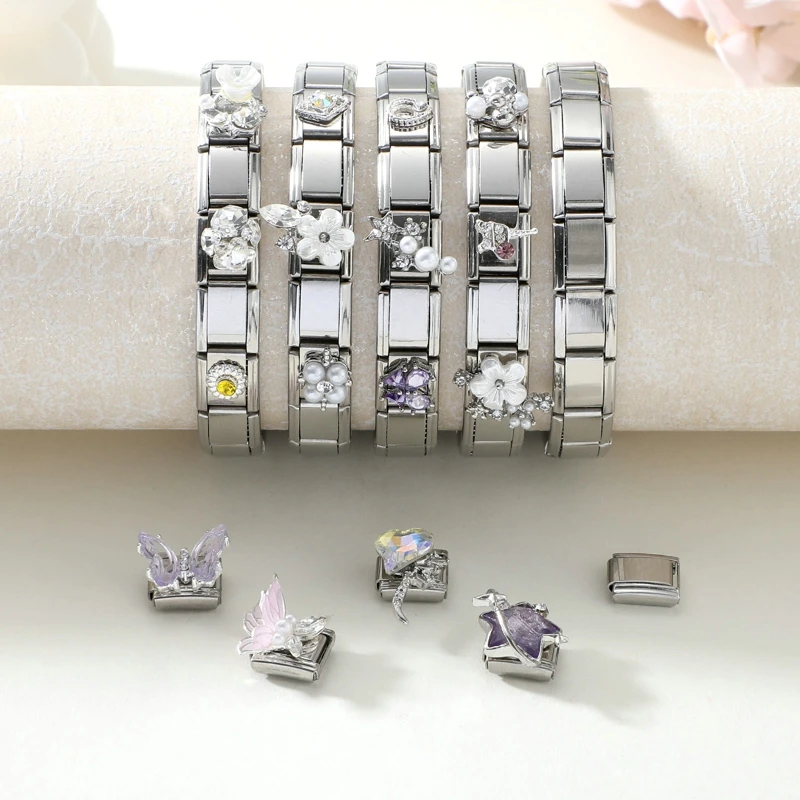 

Новый Y2K золотой цвет сердце бант кроличьи уши жемчуг итальянские подвески подходят 9 мм браслет из нержавеющей стали для женщин и мужчин DIY Изготовление ювелирных изделий