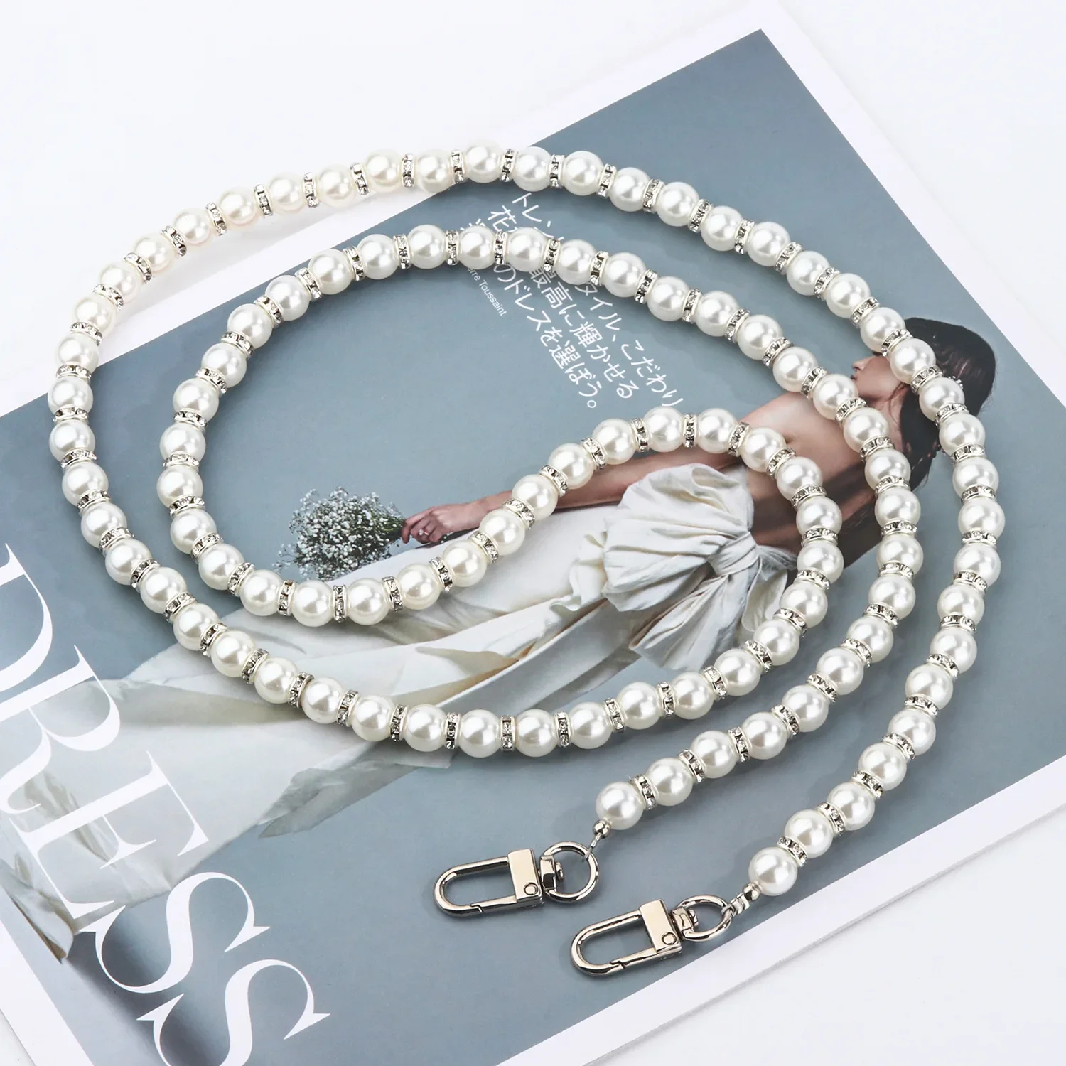 

120CM Pearl Strap for Bags Accessories For Handbags DIY purse Replacement Long Beaded Chain Pearl Shoulder Strap For Bag