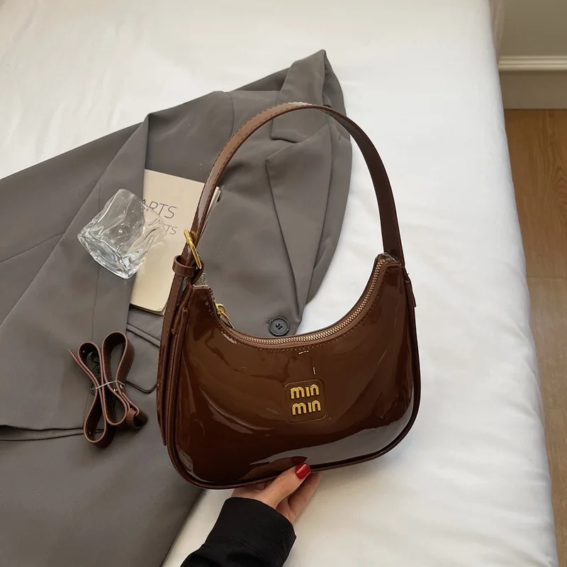 

Versatile 2025 Women Shoulder Bag, Patent Leather Convertible Hobo, Multi-functional Underarm Tote for Daily Chic & Work