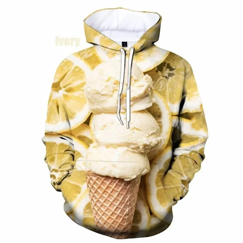 Funny Ice Cream Graphic 3D Print Hoodies Men Women Oversized Hoodie Pullovers Hooded Sweatshirts Tracksuit Coats Kid Clothing