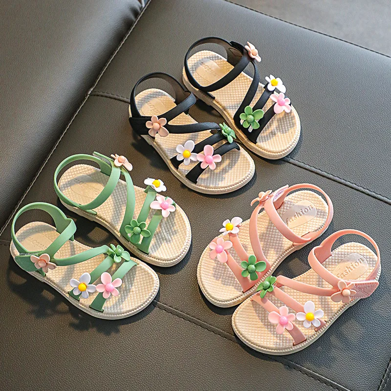 2022 New Children\'s Sandals Girls Princess Shoes Soft Sole Beach Shoes Small and Middle Children\'s All-match Korean Sandals