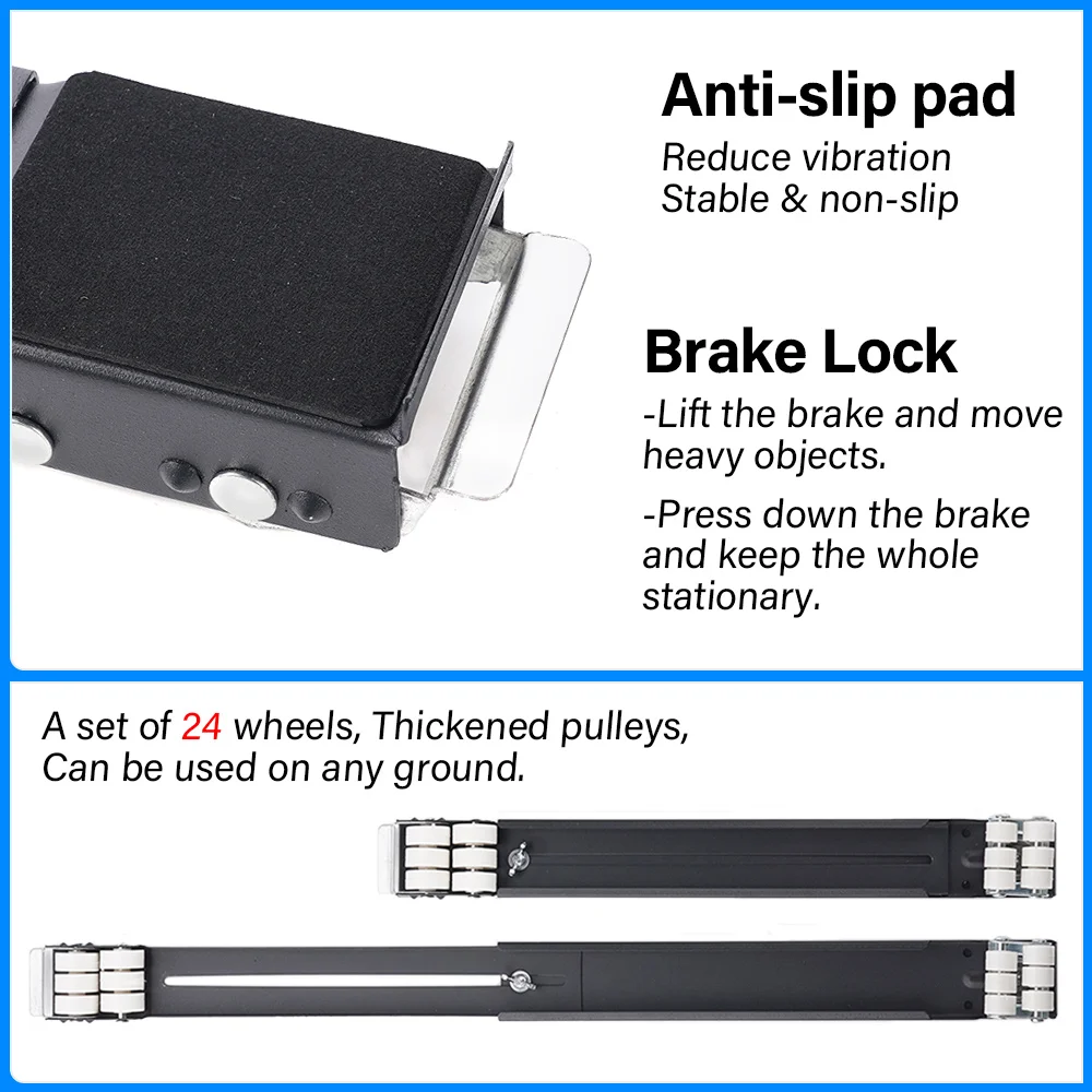 

Mobile Roller Bracket Movable Racks Adjustable Heavy Machine Stand Refrigerator Base Mount Universal Dryer Holder Kit 24 Wheel