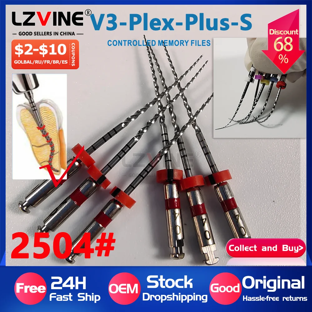 

Dental Endo File 6PCS/Pack Flex Plus Root Canal 0425# Endodontic Files Heat Activated Rotary Needle Flexible Dentist Instrument