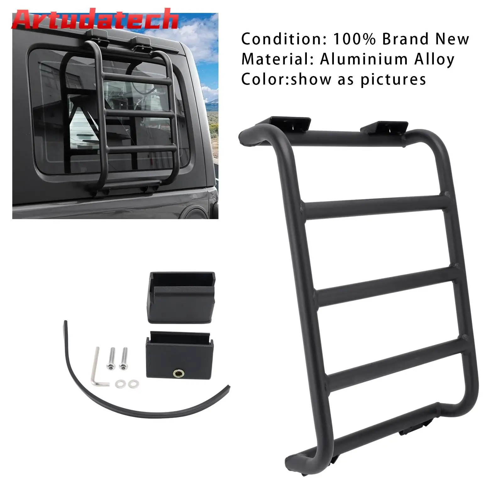 

Artudatech Rear Window Ladder For Jeep Wrangler JL JLU Luggage Ladder Rack 2018 2019 2020 2021 2022 2023 2024