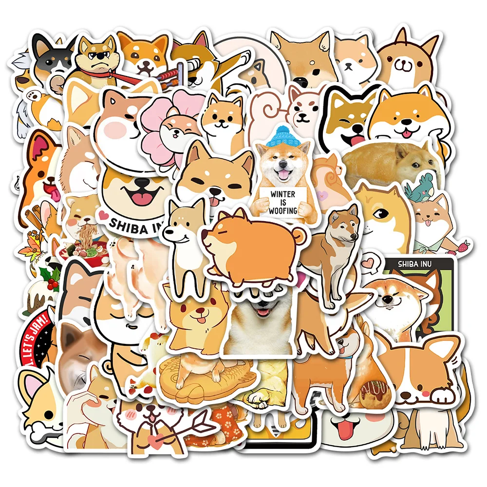 50/100pcs Lovely Shiba Inu Corgi Dog Stickers for Kids DIY Stationery Scrapbook Laptop Guitar Suitcase Cute Puppy Sticker