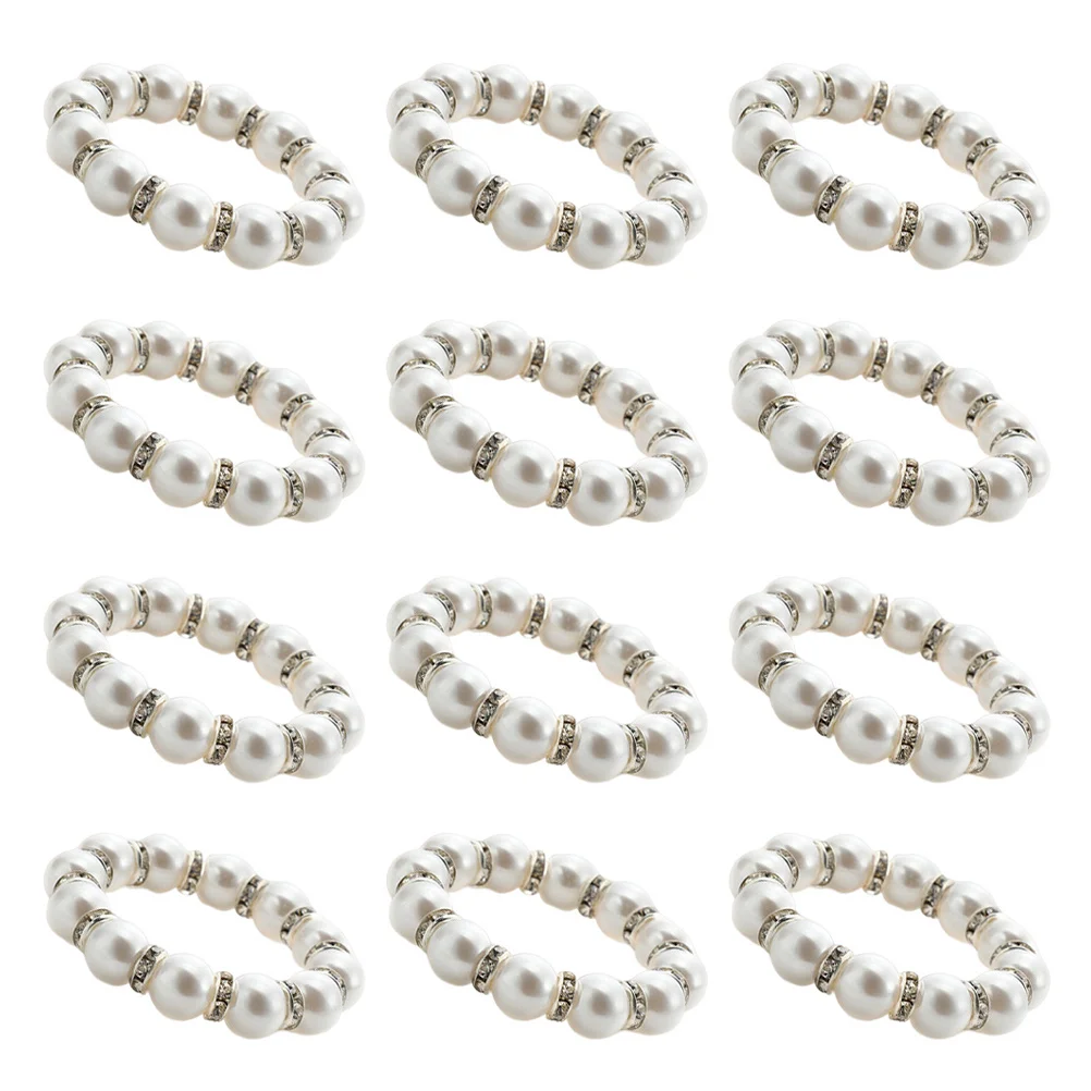 24 pezzi portatovaglioli con perle finte, fibbie decorative con accento di strass e perline per portatovaglioli con strass da tavolo per feste di nozze