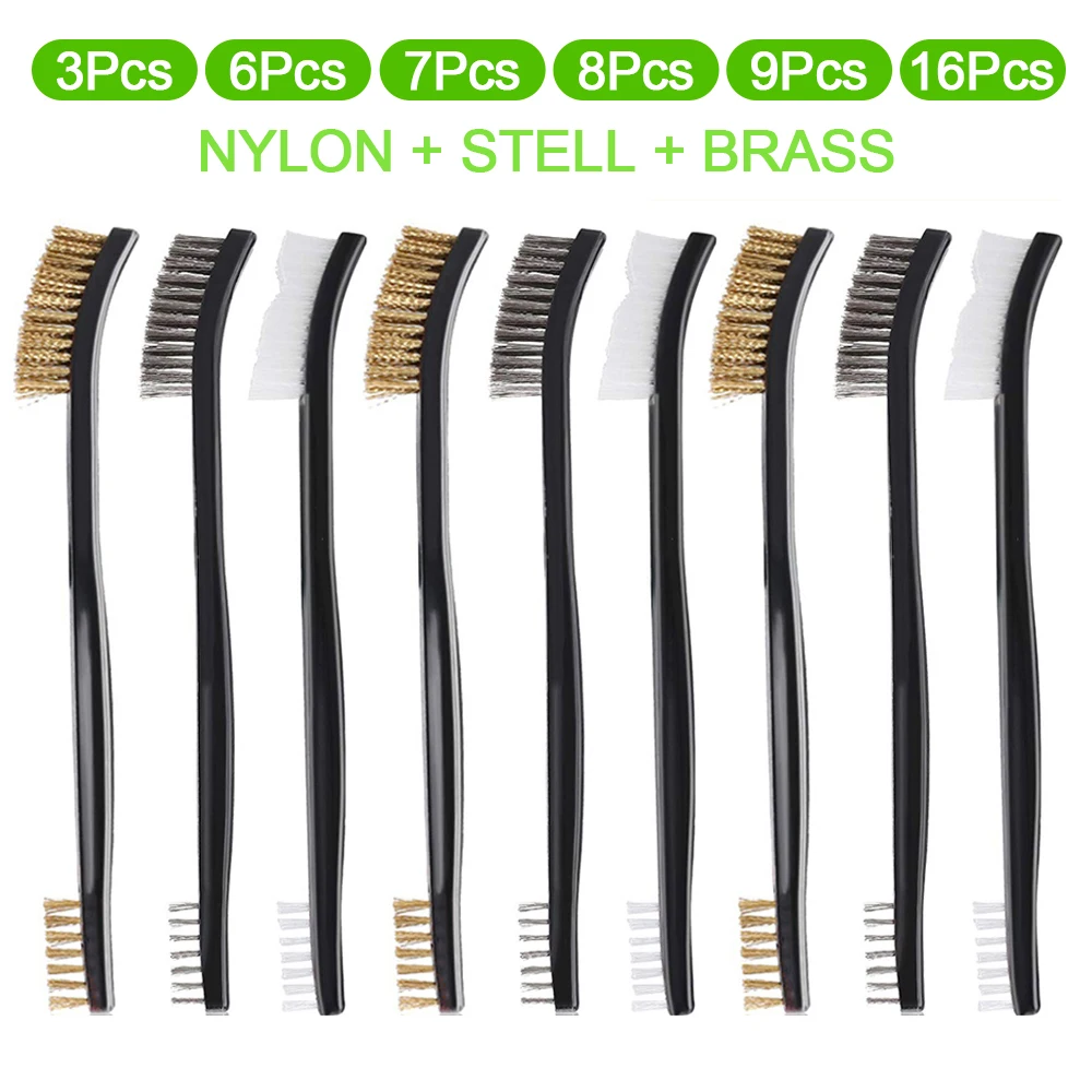 3/9/16Pcs Gun Cleaning Brush Set Weapon Cleaning Kit Double End Nylon Brass Wire Brush Pistol Rifle Cleaner Airsoft Accessories