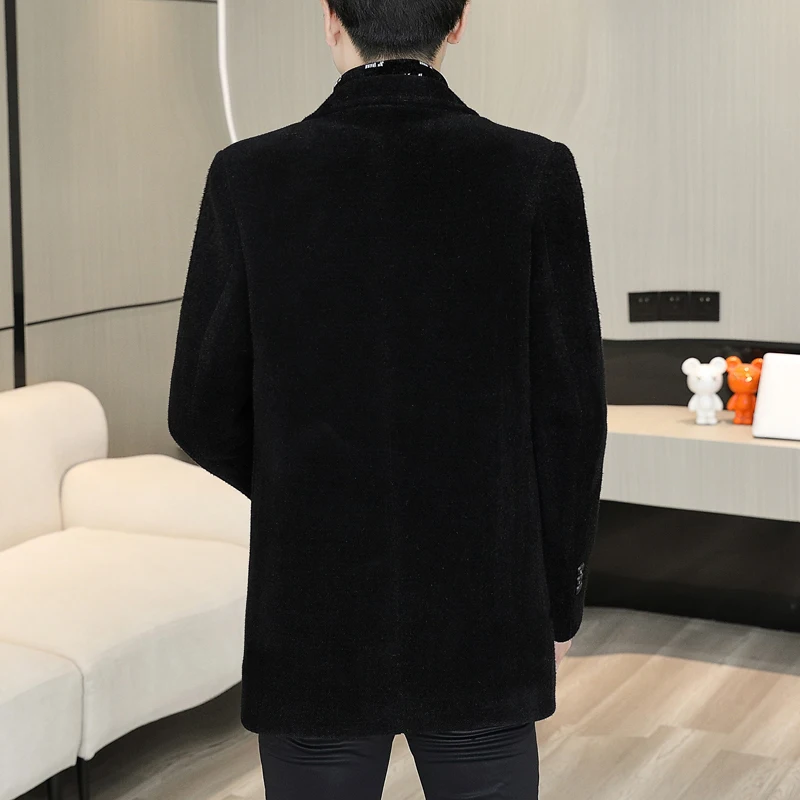 الخريف الشتاء معطف الصوف الرجال متوسطة طويلة دعوى طوق سترة واقية سميكة الصوف الدافئة الأعمال عادية السترات الصوفية معطف #5