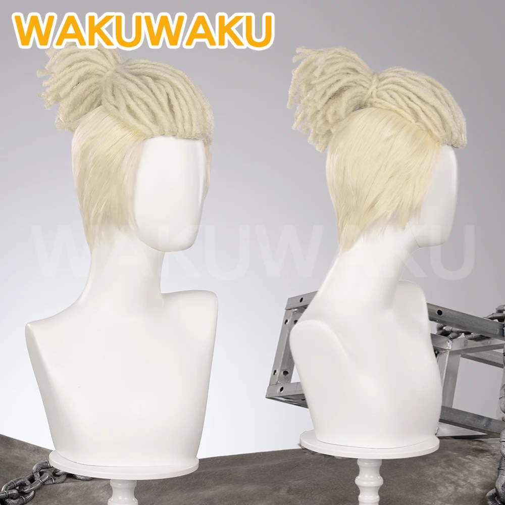 Ekko Wig Game Arcane Cosplay WakuWaku Men Blond Dreadlock Short Hair Ekko Cosplay LOL Free Wig Cap