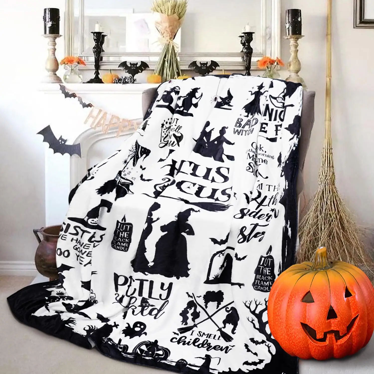 KACISSTY Bad Witch Flannel Blankets Perfectly Wicked Halloween Throw Blanket For Bed Air Condition Office Nap Quilts