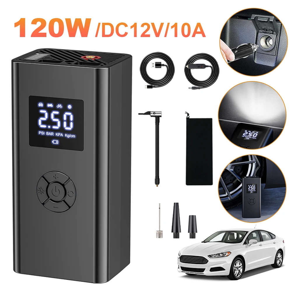 Car Air Compressor 150PSI Digital Tire Pressure Gauge Wireless Electric Tyre Inflator for Car Motorcycle Bicycle Tires and Balls