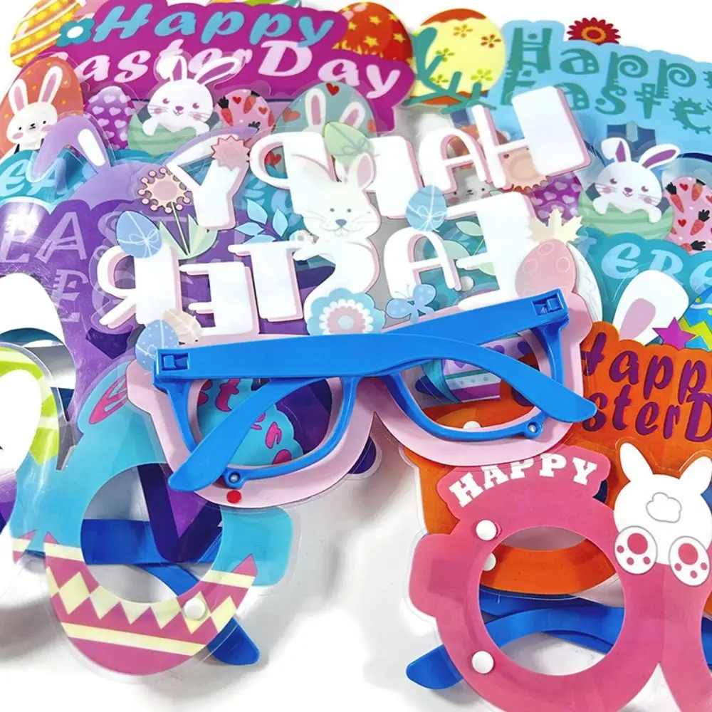 Egg Pattern Easter Paper Glasses Rabbits Carrot Shape Cartoon Easter Fun Glasses Frame Eyeglasses Multicolor