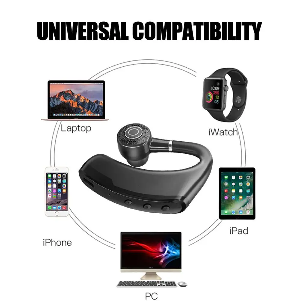 V9 Bluetooth-compatible Headset Wireless Hands-free Noise Control Stereo Music Earphone With Microphone