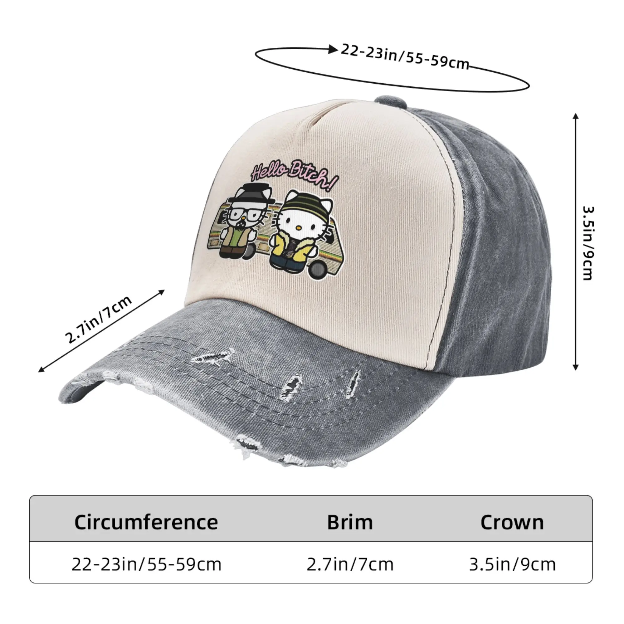 مرحبا جيسي كسر سيئة قبعات البيسبول خمر الدنيم غسلها كيتي الكرتون أغطية الرأس الرجال في الهواء الطلق تشغيل الغولف قابل للتعديل صالح القبعات