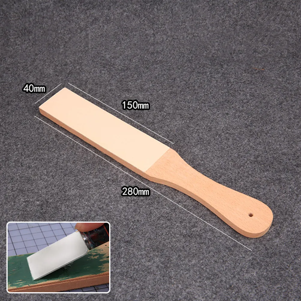 Professional Razor Sharpening Strop Board – Dual-Surface Abrasive Leather with Wooden Handle & Hanging Hole