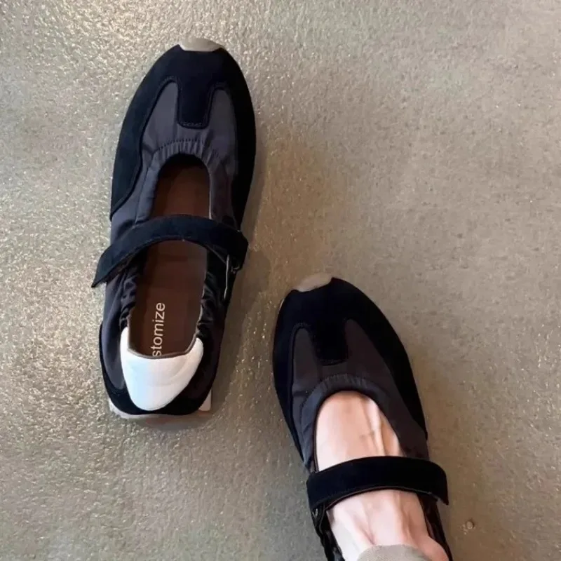 

Leather Version 2025 New Style Small Batch Deqin Agan Ballet Magic Tape Sports Thick Bottom Mary Jane Shoes for Women