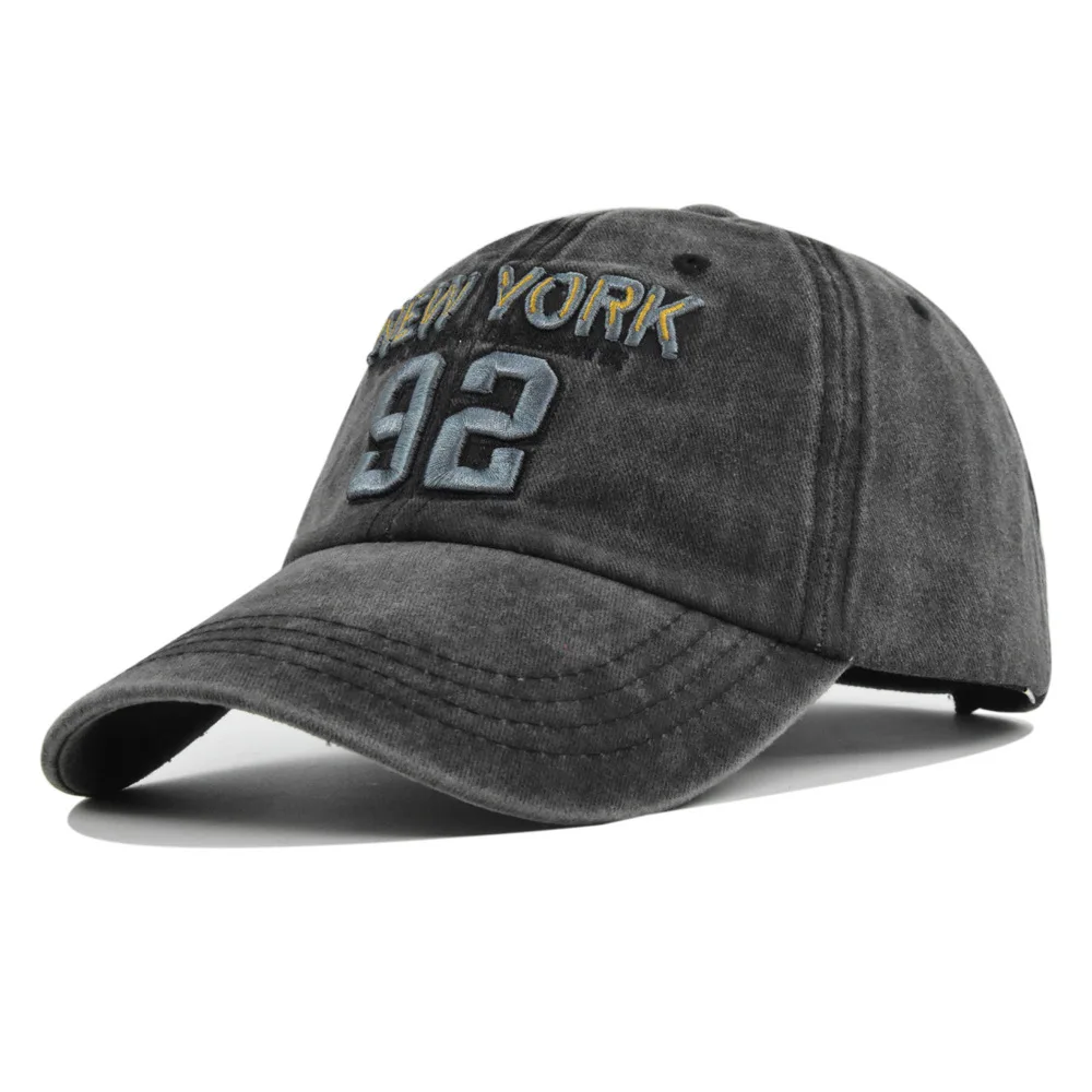 

NEW YORK 3D Embroidered Baseball Cap Washed Vintage Sun Couple Hat