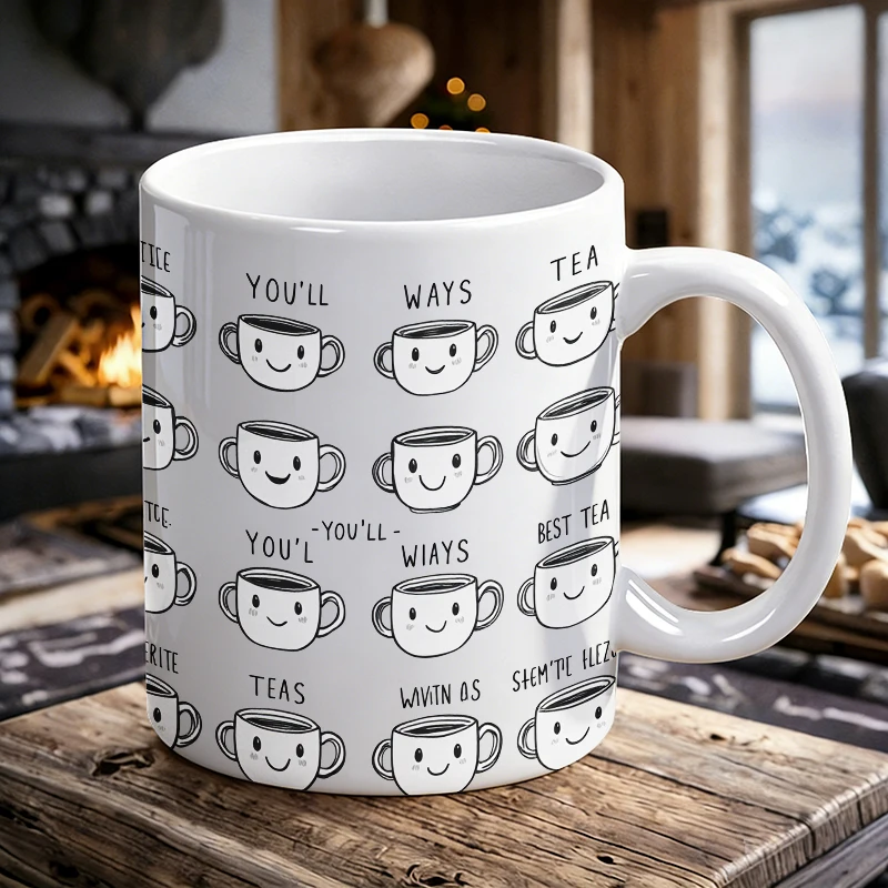 Adorable Smiling Mugs with Customizable Messages printed Mug Coffee Cup Ceramic Cup
