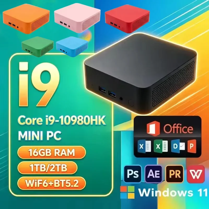 13 Colors NEW MINI PC Windows 11 Core I9 10980HK 8GB 16GB RAM 1TB 2TB Mini Computer Dual WIFI 6 Mini Gaming Pc Desktop