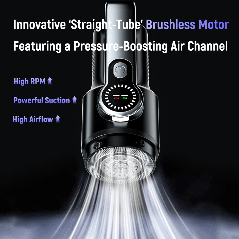 Car Vacuum Cleaner 100W Powerful Strong Suction Cordless HandHeld Cleaning Machine with LED Light 16000PA for Car Home Appliance