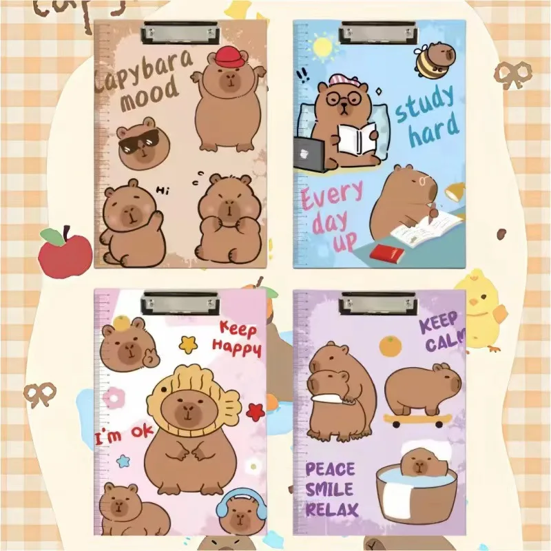 Random 1Pcs Cartoon Capybara Creative Cute Cartoon A4 clipboard file Folder Board Holder Kawaii Paper Writing Pad Student Gifts