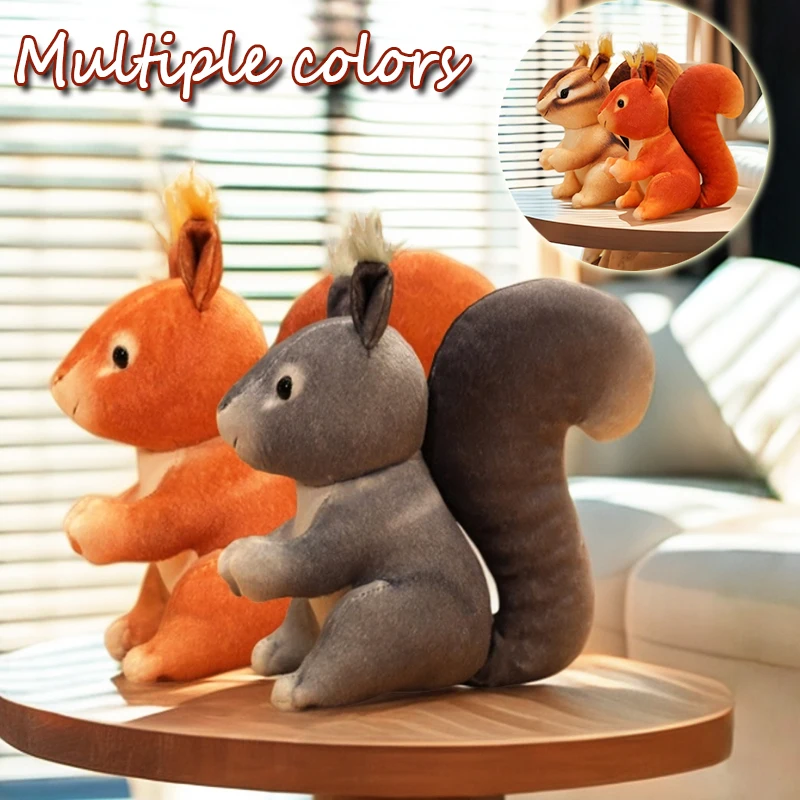 25cm Grey INS Like Real Squirrel Plush Toys 4 Colors Stuffed Animal Simulated Little Squirrel Home Decor Birthday Gifts for Kids