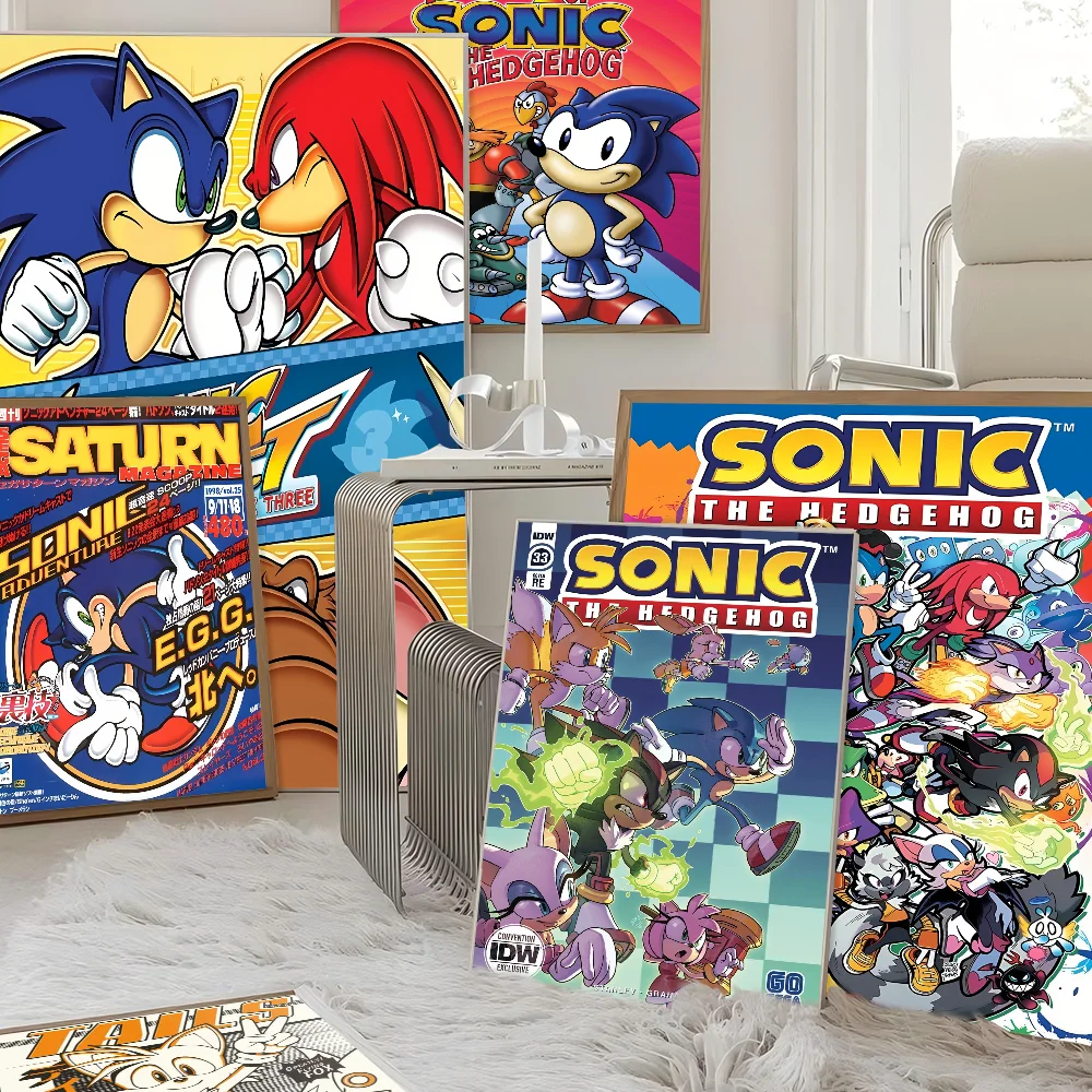 Classic Anime Video Games Sonics Cartoon Anime Posters Sticky HD Quality Wall Art Retro Posters For Home Kawaii Room Decor