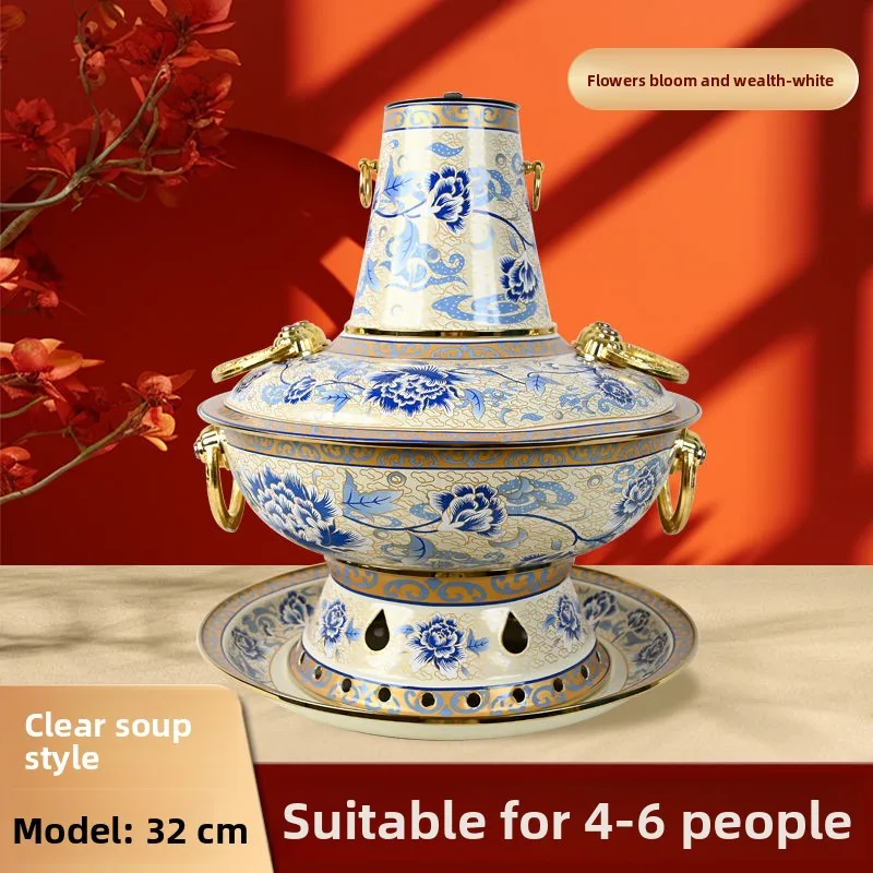 Cloisonne Copper Hot Pots, Eco-friendly Oil Copper Pot, Old Beijing Hotpot, Alcohol Stove Thickened Commercial Chafing Dishes - view 5