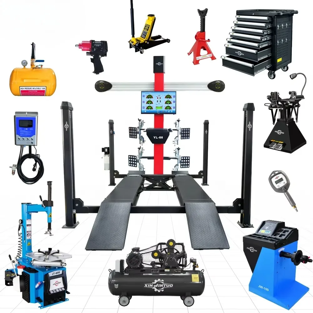 Tire change wheel balancer 4 column car lift 3d wheel alignment equipment full set car workshop repair