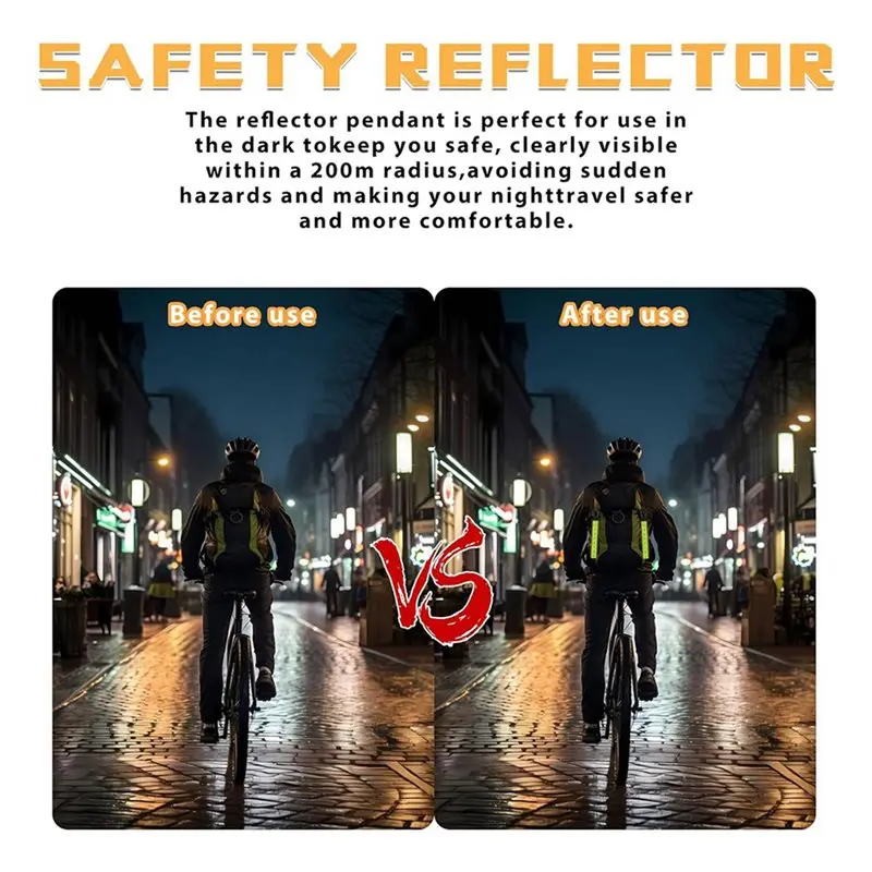 60Pcs Reflective Strips, Safety Reflector Pendants Reflective Pendants Safety Key Chains For Backpack Clothes Cycling-M53K