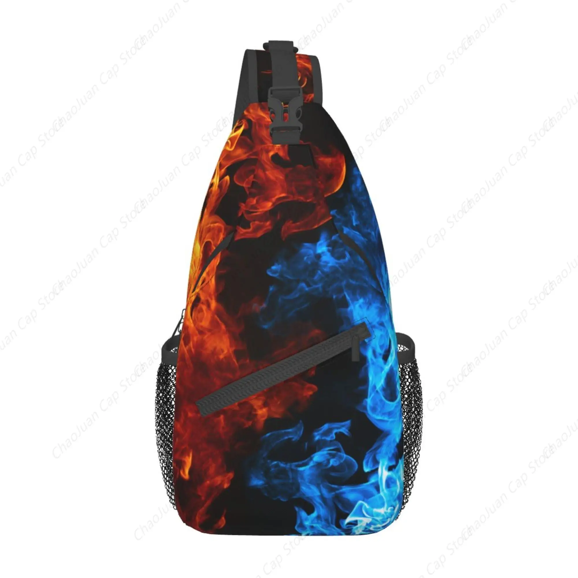 

Легкий рюкзак унисекс на слинге Red Blue Fire Black | Многоцелевой повседневный рюкзак с регулируемым ремешком