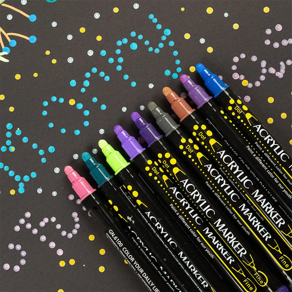 

12Pcs Acrylic Paint Markers Kit Lightweight Compact Design for Artists Students Doodling Outlining Coloring Painting on Ceramic