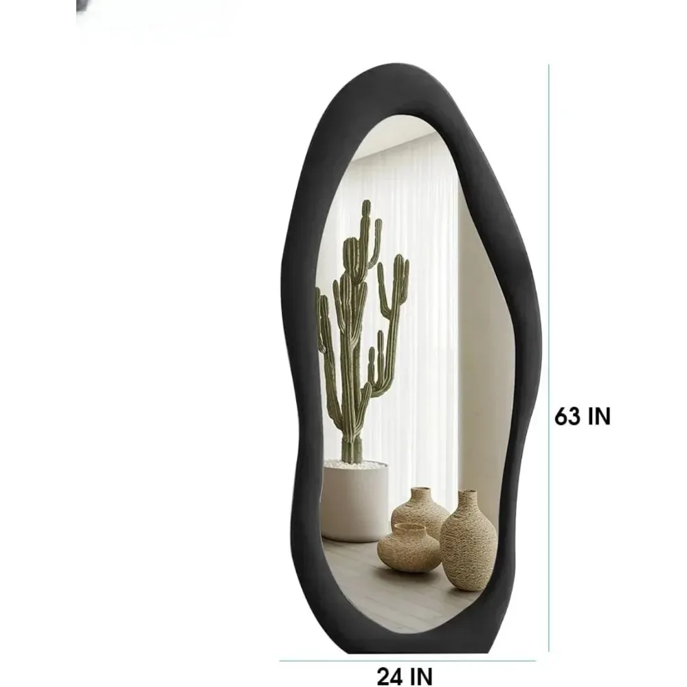 Full-length Mirror Hanging on The Wall, Floor-to-ceiling Mirror with Flannel Frame, Irregularly Hung or Leaning on The Wall