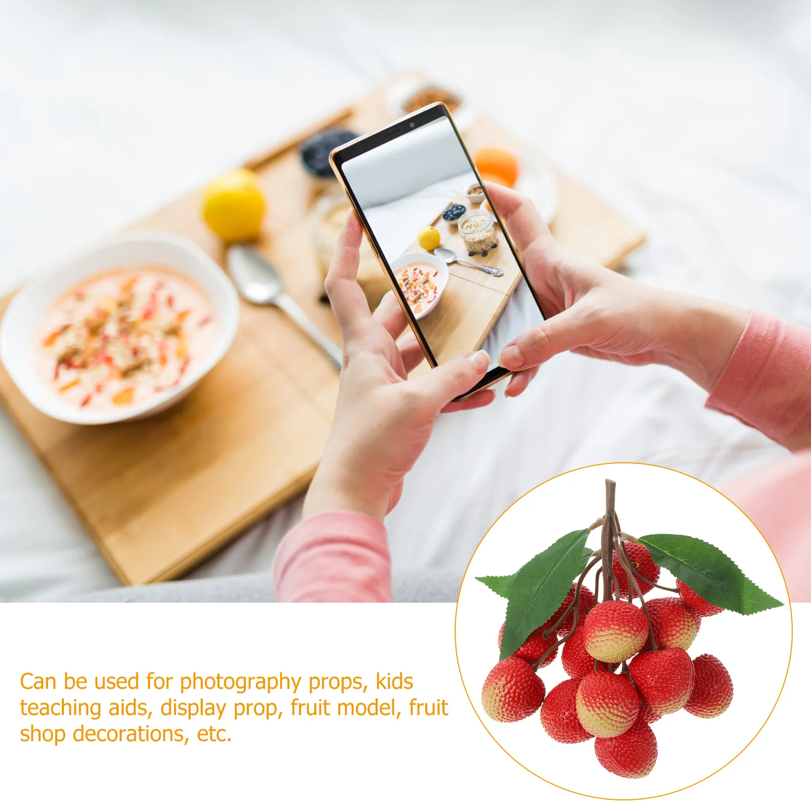 

Artificial Fruits Decoration High Simulation Litchi Smooth Surface Long-Lasting Use Dessert Table Decor Artificial Fruit