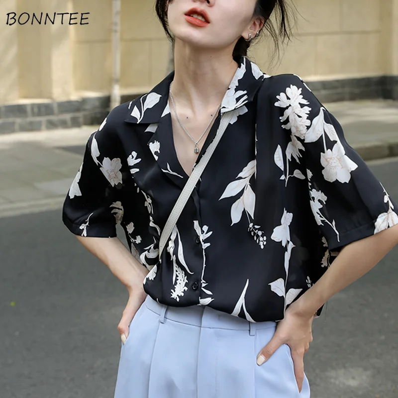 Shirt Women Print Leisure Retro Students Clothing Ladies Tops Lovely All-match Harajuku Korean Style Chic Streetwear Fashion Ins