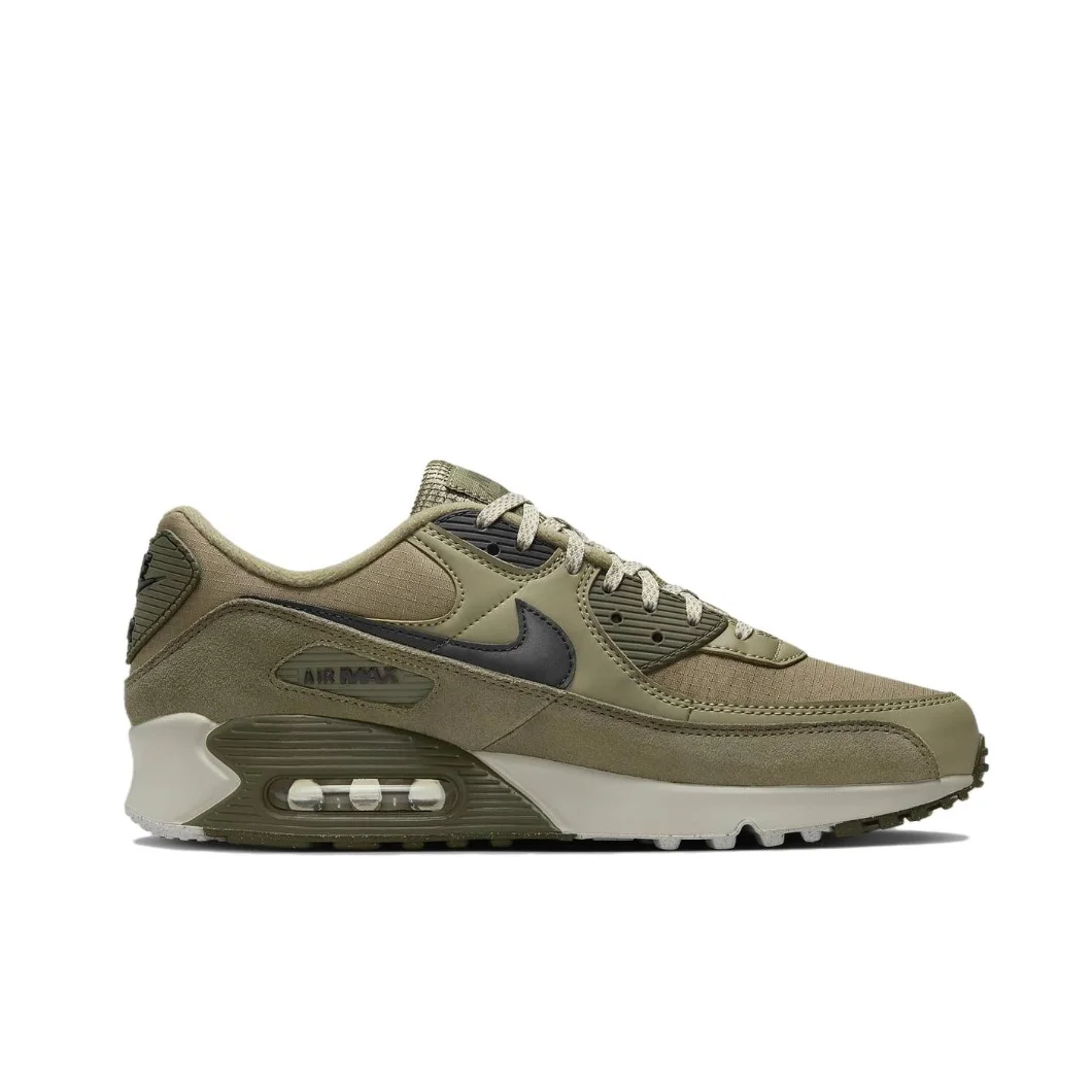 Nike New AIR MAX 90 Low Men\'s Sneakers Winter Breathable and comfortable casual shoes Anti-slip and wear resistant Green&Brown