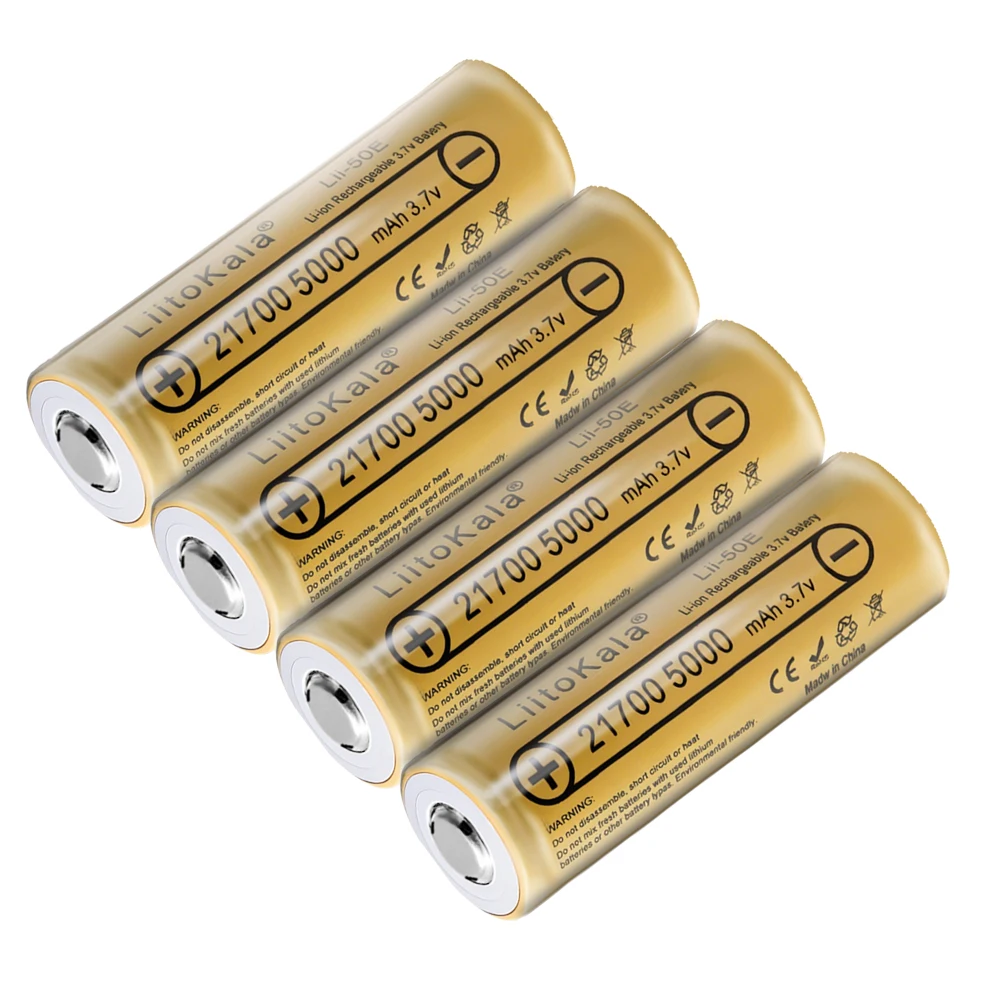 LiitoKala Lii-50E-JT 3.7 فولت 21700 5000 مللي أمبير بطارية ليثيوم لون قابلة للشحن 15A تفريغ الطاقة