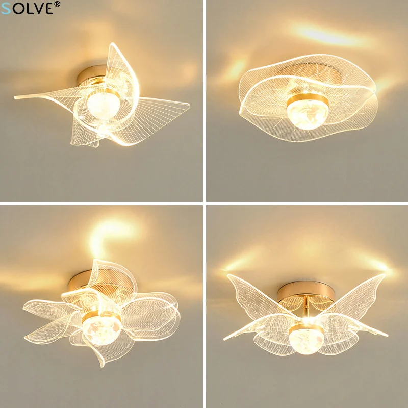 

Nordic Minimalist Aisle Lamp Modern Creative Acrylic Butterfly Flower Ceiling Light For Corridor Porch Aisle Balcony Decoration