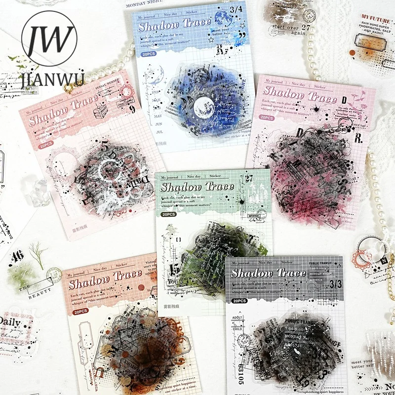 JIANWU Vintage Smudge Border Label Landscape Material Collage Scrapbooking PET Sticker Creative DIY Journal Stationery
