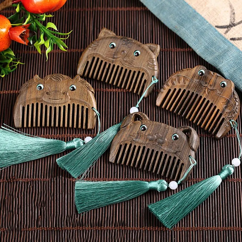 

New Ebony Massage Comb Natural Sandalwood Small Pocket Comb Wood Fine Tooth Hair Comb Head Acupuncture Point Massage Gift