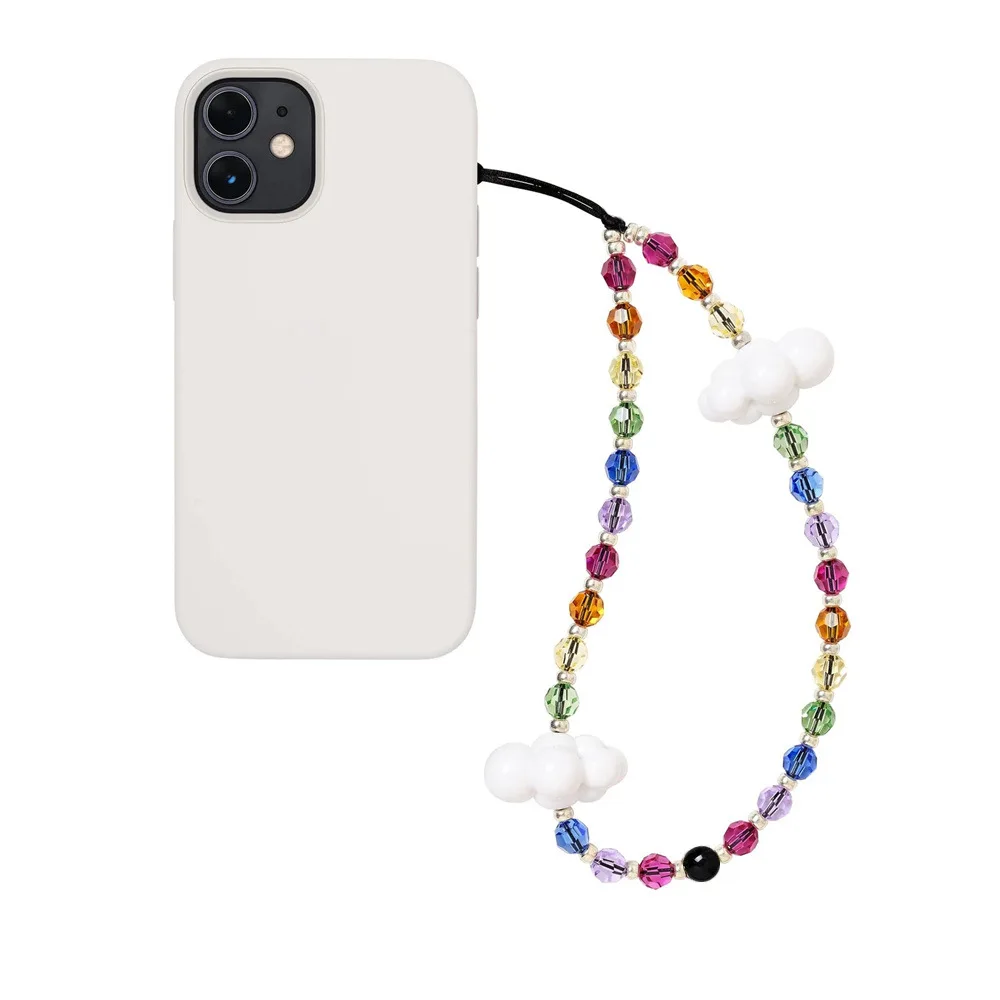 HERLOOK Phone Strap Clouds Faceted Crystal Beads Chain String Phone Charm Cellphone Accesories